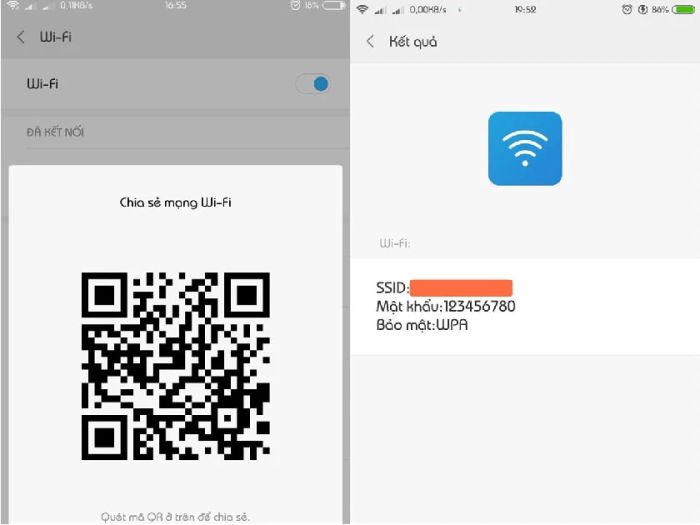 Sử dụng mã QR để kết nối wifi