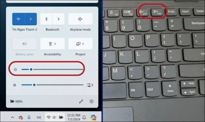 Giảm độ sáng màn hình để khắc phục tình trạng laptop nhanh hết pin