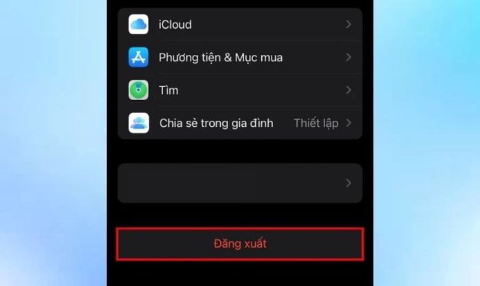 Đăng xuất Apple ID và đăng nhập lại