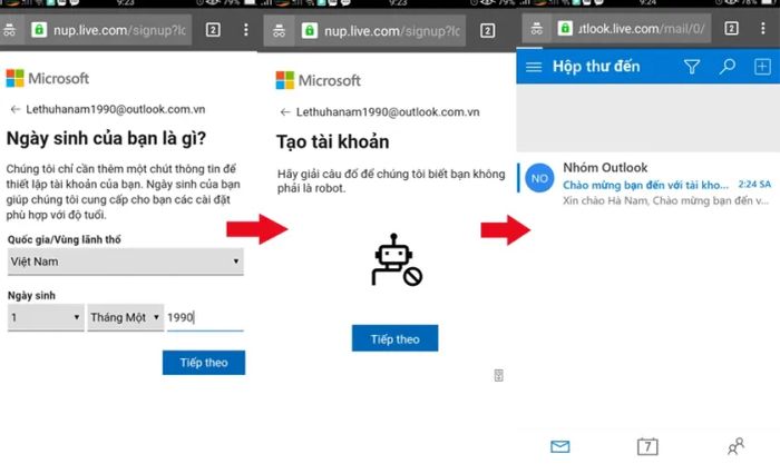 tạo email mới - outlook