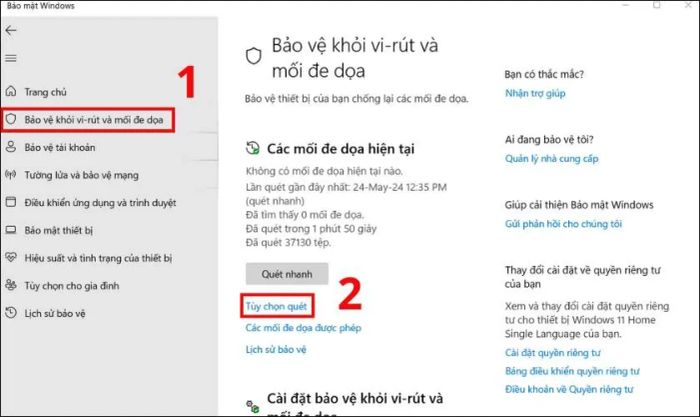Nhấn vào Tùy chọn quét