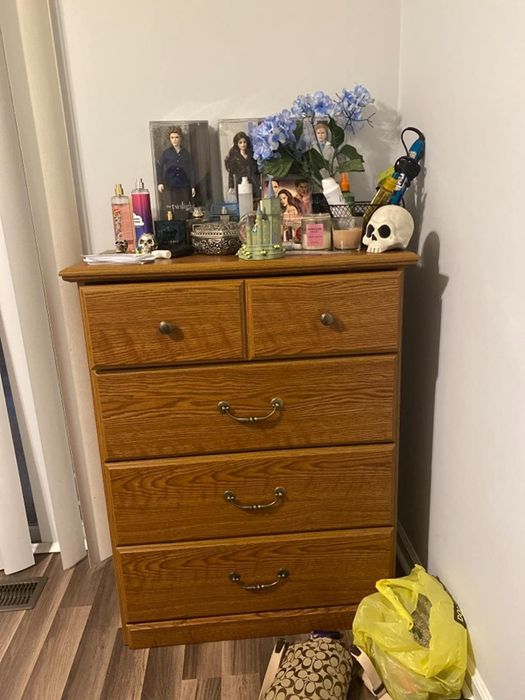 Reviewer's photo of a wooden dresser