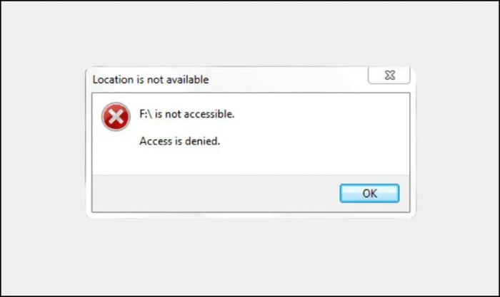 Thông báo không thể truy cập vào ổ cứng di động, USB