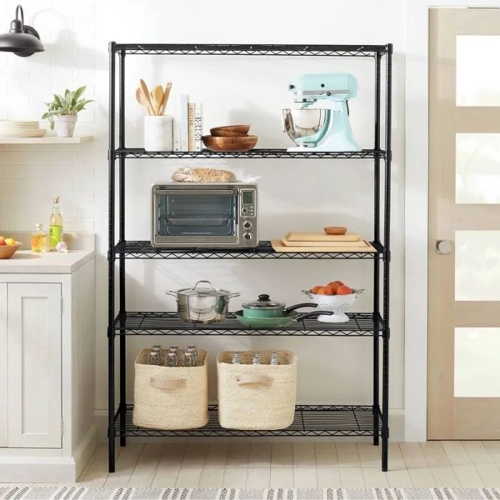 The black wire storage shelf