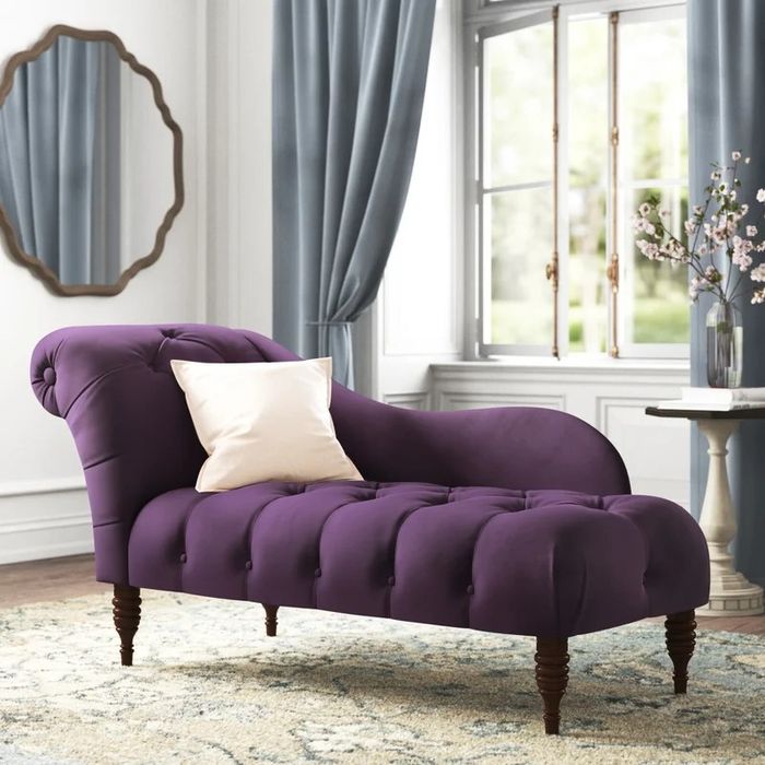 The chaise in Velvet Aubergine color