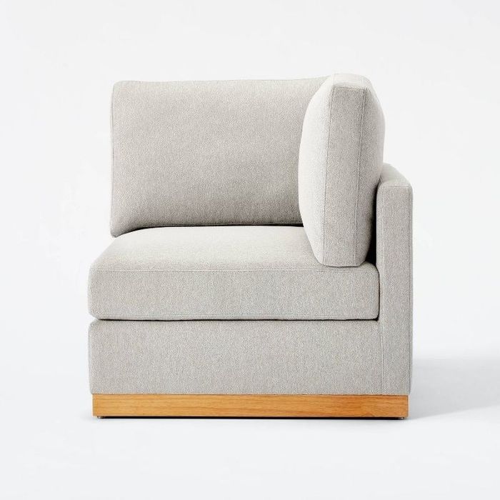 the grey and wood corner unit