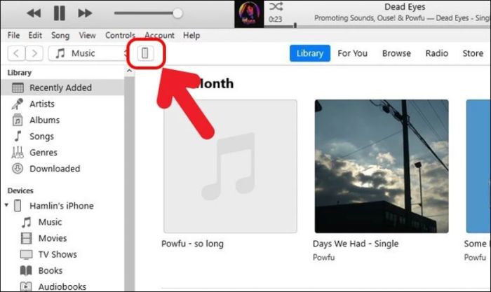 Bạn mở iTunes và nhấn vào biểu tượng Điện thoại trên thanh công cụ