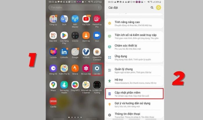 Cập nhật hệ điều hành mới cho Samsung A50s để khắc phục lỗi không hiển thị thông báo khi sạc pin