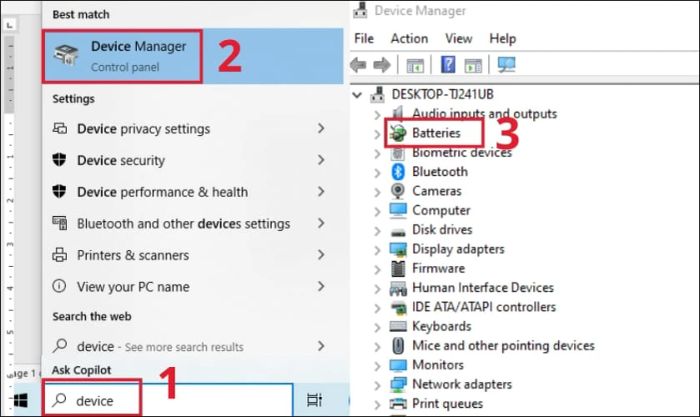 Mở Device Manager trên máy tính