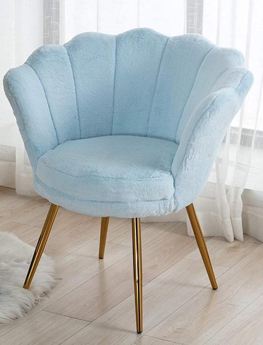 A light blue accent chair that pops with color and charm.