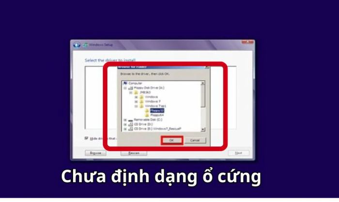 Ổ cứng chưa được định dạng đúng gây lỗi không nhận ổ cứng khi cài Win