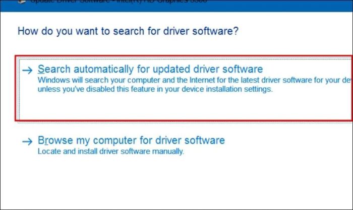 Trong cửa sổ mới xuất hiện, bạn nhấn vào Search automatically for updated driver software
