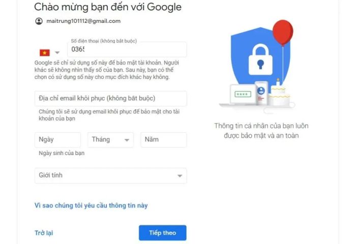Cách tạo Gmail trên máy tính