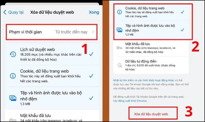 Chọn phạm vi thời gian cho thiết bị của bạn