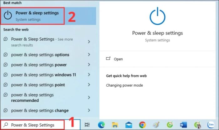 Chọn mục Power & Sleep Settings trong cài đặt