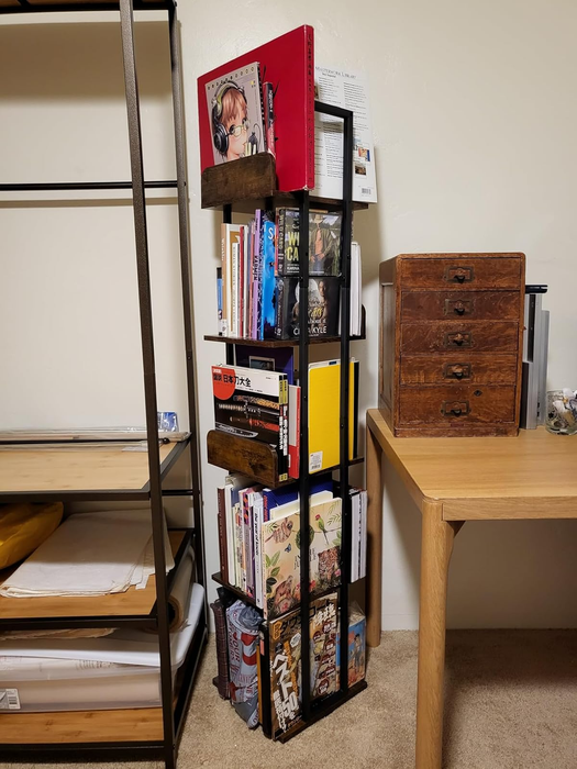The same bookshelf rotated to show the opposite side