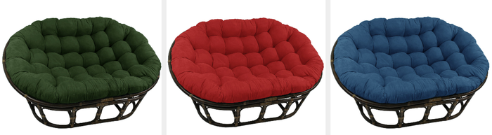 Image of a Papasan double chair in green, red, and blue
