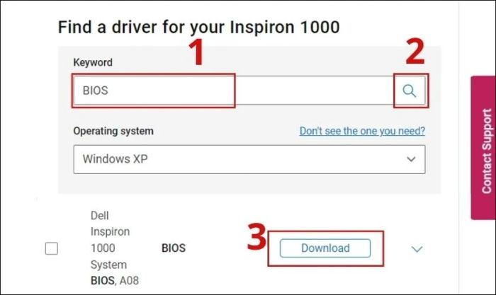 Chọn phiên bản BIOS phù hợp và nhấn Download để tiếp tục