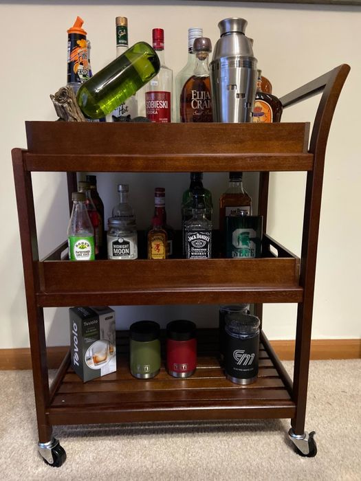 walnut kitchen bar cart