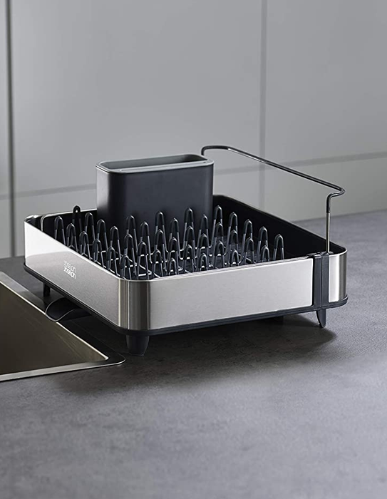 The dish rack in its compact, non-extended form.