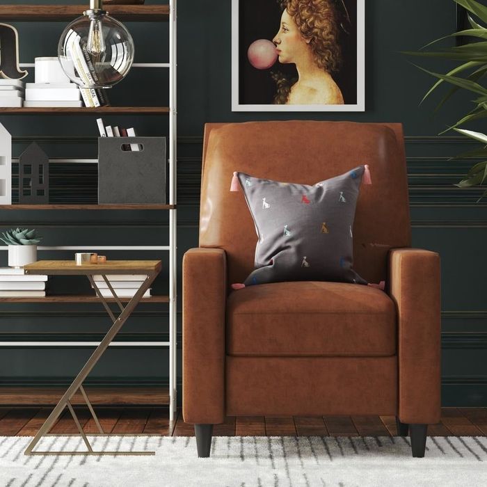 brown faux leather armchair