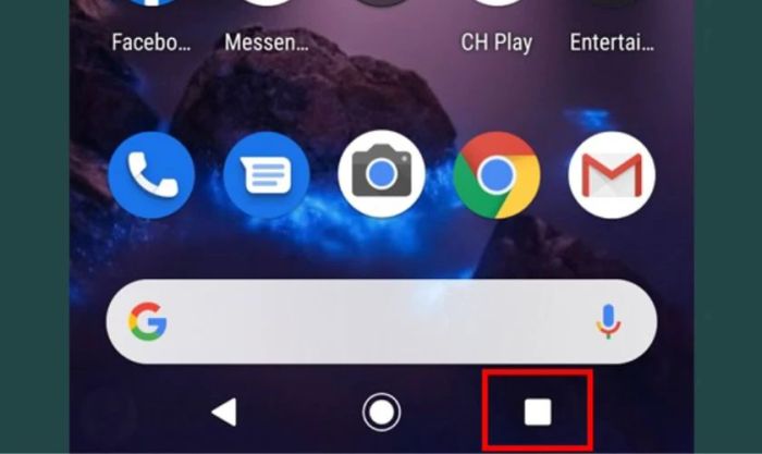 Nhấn vào phím đa nhiệm trên điện thoại Oppo