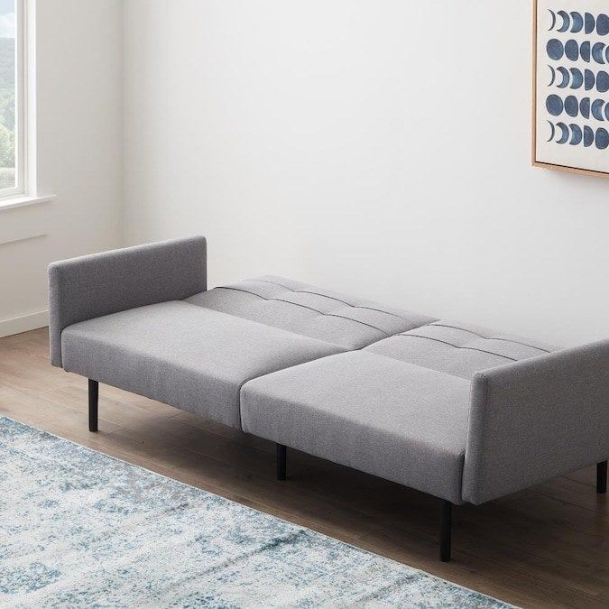 Futon arranged as a bed
