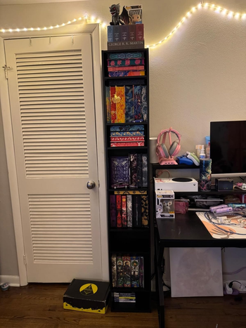 A slim black shelf