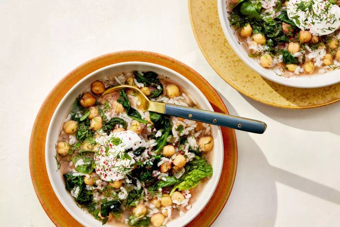 Herby Chickpea Spinach Rice Stew