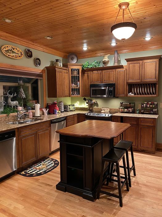 black island with two stools