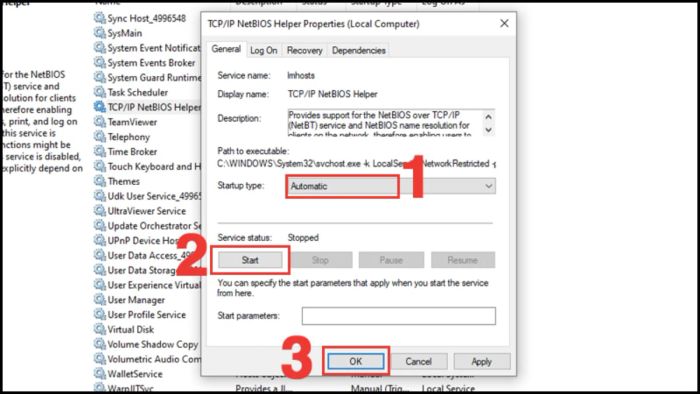 Khắc phục lỗi 0x80070035 bằng cách kích hoạt TCP/IP NetBIOS Helper