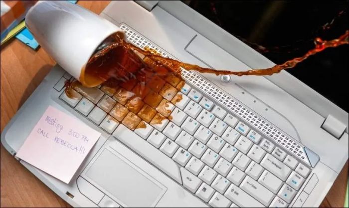 Đổ nước vào laptop