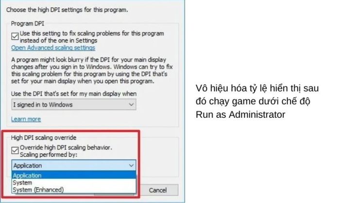 Vô hiệu hóa chế độ tỷ lệ hiển thị