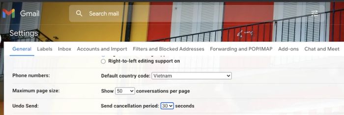Cách điều chỉnh thời gian hoàn tác gửi trong Gmail
