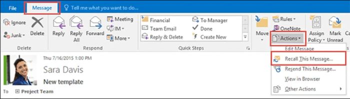 Hướng dẫn thu hồi email đã gửi trong Outlook