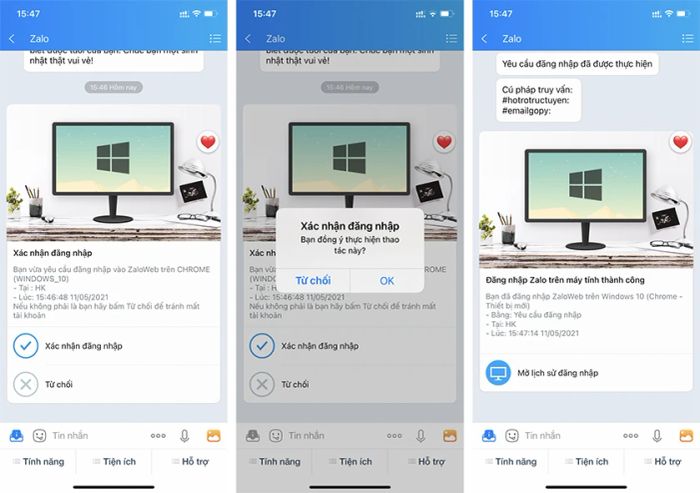 Đăng nhập Zalo trên Web qua cách gửi yêu cầu đăng nhập