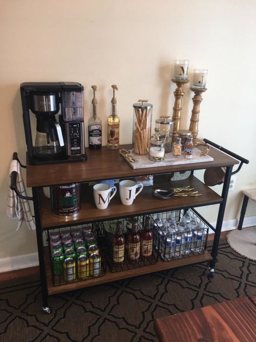 wooden cart with drinks