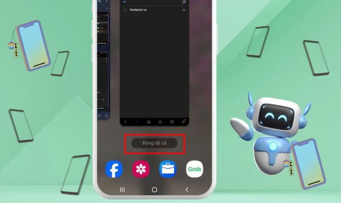 Để đóng tất cả ứng dụng cùng lúc, chọn Đóng tất cả