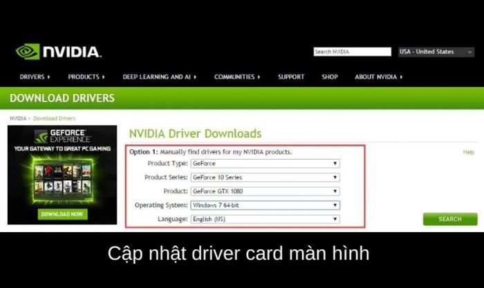 Cập nhật driver cho card màn hình máy tính của bạn
