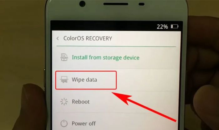 Xóa dữ liệu khi OPPO gặp lỗi Select Language