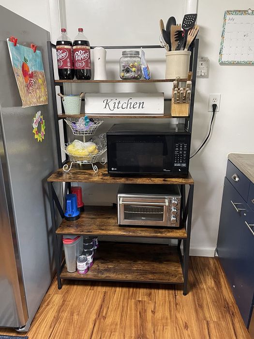 wood and metal kitchen rack