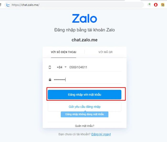 Hướng dẫn đăng nhập vào Zalo qua web - chat.zalo.me PC trên máy tính bằng mật khẩu