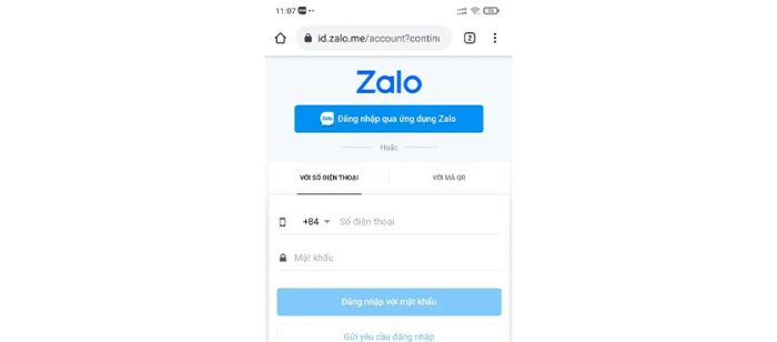 Đăng nhập Zalo trên web qua điện thoại