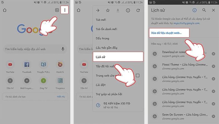 Cách xem và xóa lịch sử tìm kiếm Google trên điện thoại Android