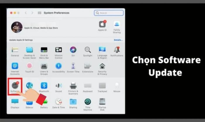 Khắc phục lỗi màn hình Macbook bị nhiễu bằng cách cập nhật Driver qua Software Update