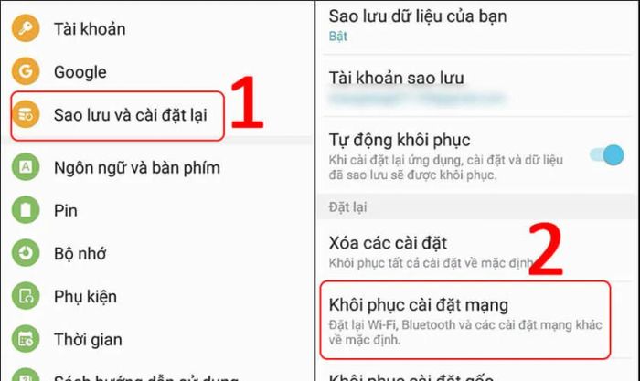 Hướng dẫn cách khôi phục cài đặt mạng trên điện thoại Samsung khi không thể gửi tin nhắn.