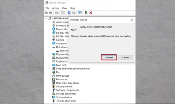 Chọn Uninstall để tiến hành gỡ cài đặt