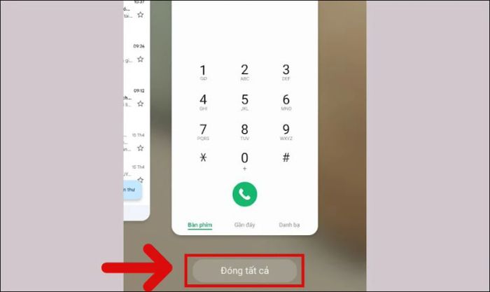 Nhấn nút Đóng tất cả ở phía dưới các ứng dụng