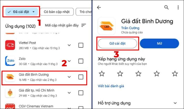 Xóa bỏ ứng dụng