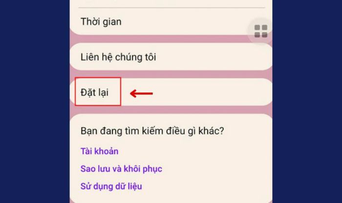 Đặt lại thiết bị của bạn về mặc định